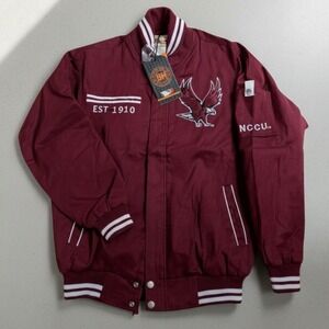 NCCU Eagles Varsity Jacket Maroon White Unisex Large NWT